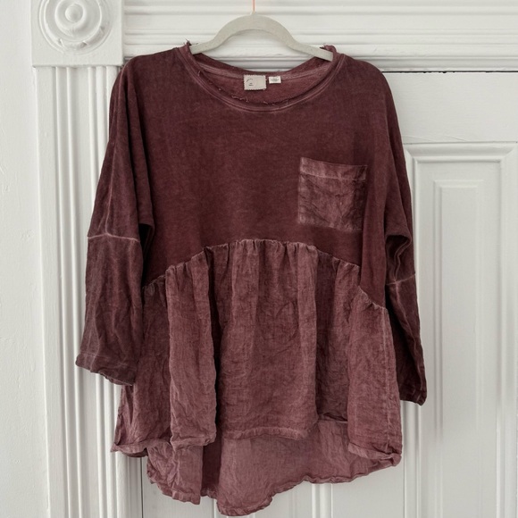 Anthropologie Tops - 🦊 Anthropologie Burgundy Relaxed Long Sleeve Sweatshirt